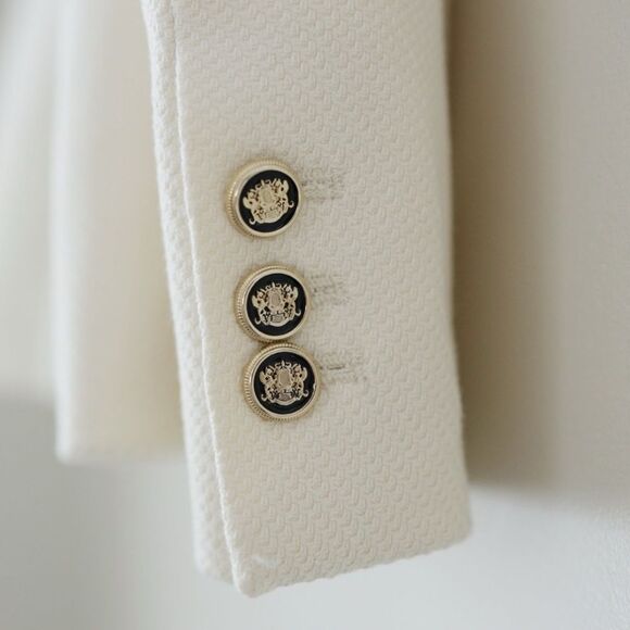 Blogger Fave Zara Ivory Double Breasted Tailored Blazer Textured Pique Size S - Picture 10 of 13